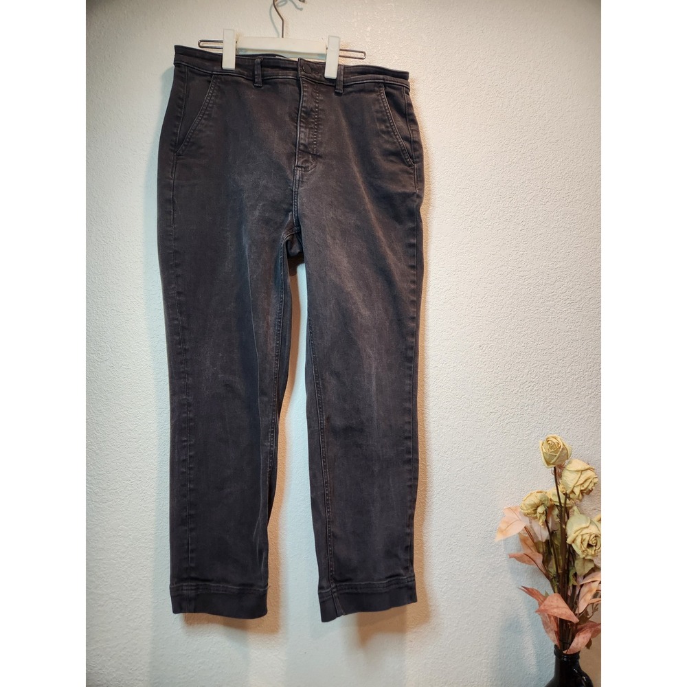 Everlane The Slim Leg Crop Pants Women's Size 14 Washed Black‎ Cotton Twill